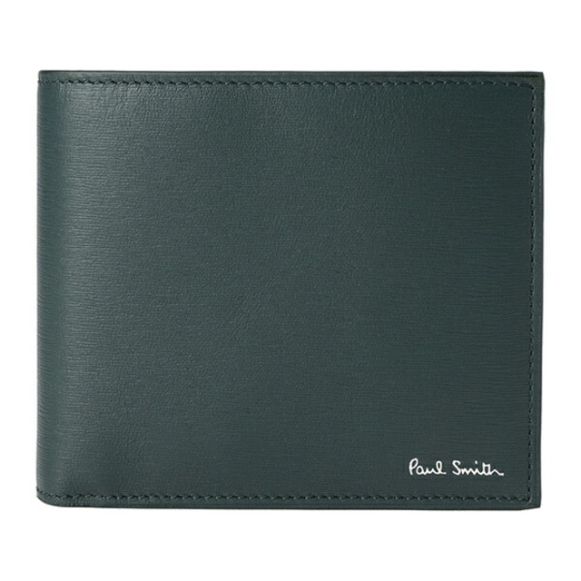 約H9×W105×D2本体重量新品 ポールスミス PAUL SMITH 2つ折り財布 BILLFOLD AND COIN WALLET グリーン 深緑