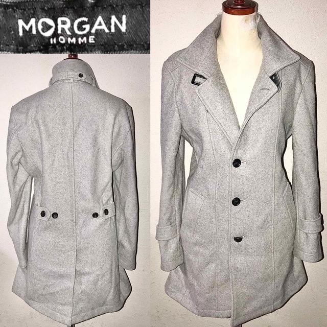 MORGAN HOMME(モルガンオム)の新品近い美品MORGANモルガンオム送料込ウール毛コートジャケットドメスセレクト メンズのジャケット/アウター(チェスターコート)の商品写真