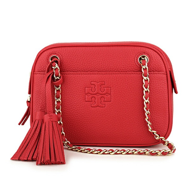 レザーファスナー式開閉内側新品 トリーバーチ TORY BURCH ショルダーバッグ ティア レッド 赤