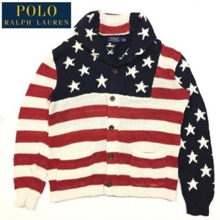 ポロラルフローレン(POLO RALPH LAUREN)のデッド正規 Ｍ ラルフローレン フラッグ コットンブレンド カーディガン 星条旗(カーディガン)