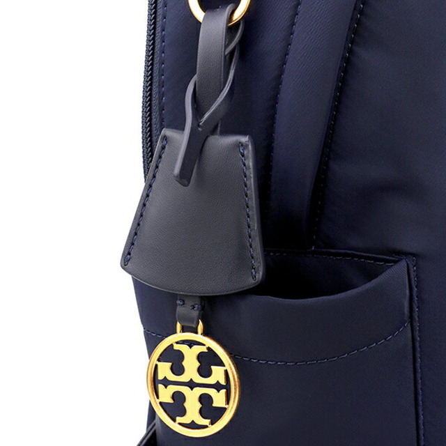 【未使用級】TORY BURCH　リュック　ナイロン　ネイビー　デカロゴ　巾着