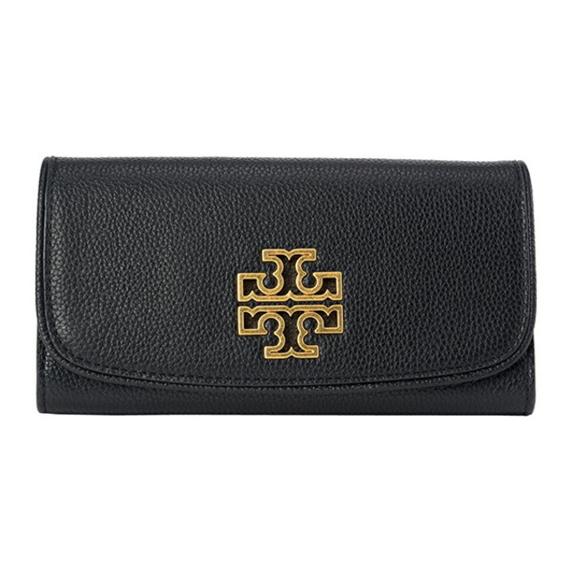 新品 トリーバーチ TORY BURCH 長財布 ブリテン ブラック/ロールドゴールドレザースナップ式開閉内側