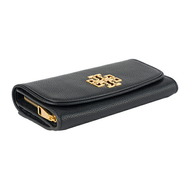 新品 トリーバーチ TORY BURCH 長財布 ブリテン ブラック/ロールドゴールドレザースナップ式開閉内側