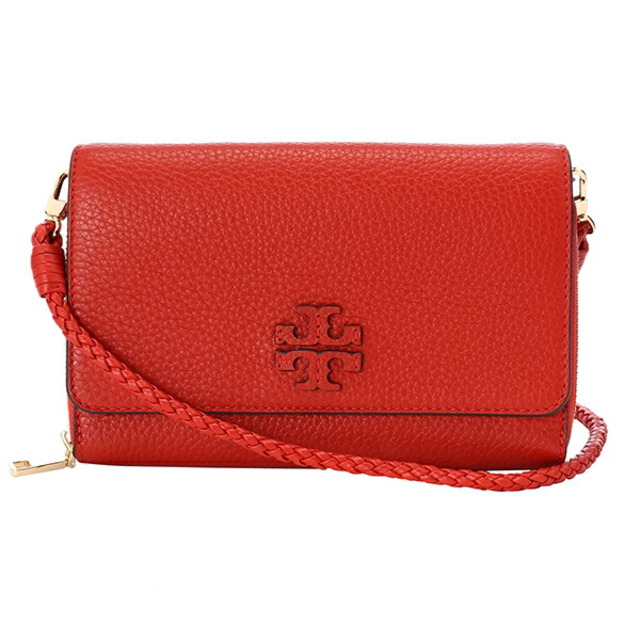 新品 トリーバーチ TORY BURCH ショルダーバッグ テイラー オレンジ系レザースナップ式開閉内側