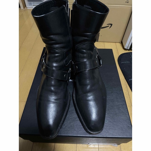 靴/シューズsaint laurent paris ワイアット　ハーネス　リングブーツ　黒