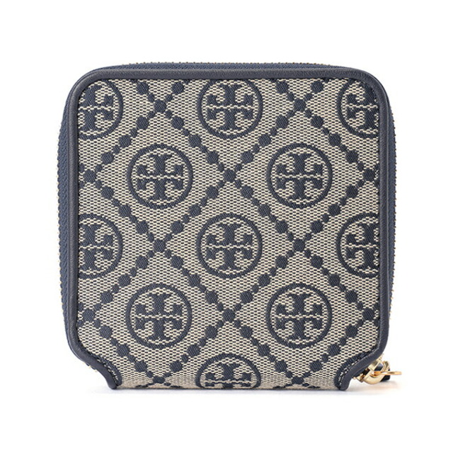 新品 トリーバーチ TORY BURCH 2つ折り財布 Tモノグラム トリーネイビー