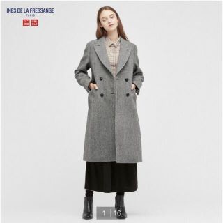 ユニクロ(UNIQLO)の限定お値下げ❗️ユニクロ　イネス　ツイードコート(ロングコート)