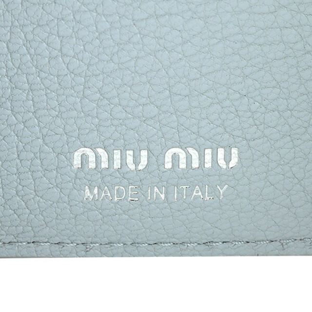 新品 ミュウミュウ MIU MIU 3つ折り財布 マドラス パール ライトブルー系 水色