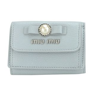 ミュウミュウ(miumiu)の新品 ミュウミュウ MIU MIU 3つ折り財布 マドラス パール ライトブルー系 水色(財布)