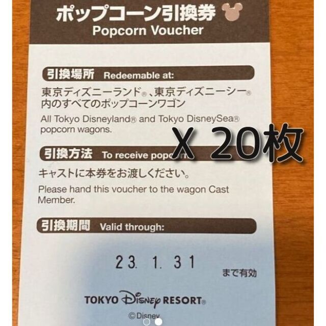 東京ディズニーリゾート　ポップコーンチケット　20枚セット　11月末までその他