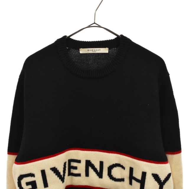 GIVENCHY(ジバンシィ)のGIVENCHY ジバンシィ 20AW Logo-Intarsia Wool Sweater ロゴ インターシャ ウール セーター ニット クルーネック BM900G400M ブラック メンズのトップス(ニット/セーター)の商品写真