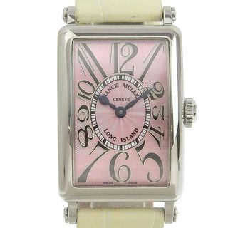 フランクミュラー(FRANCK MULLER)の【FRANCK MULLER】フランクミュラー ロングアイランド 902QZ ステンレススチール×レザー シルバー クオーツ アナログ表示 レディース ピンク文字盤 腕時計(腕時計)