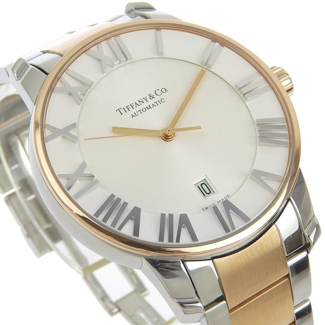 Tiffany & Co.(ティファニー)の【TIFFANY&Co.】ティファニー アトラスドーム Z1810.68.13A21A.00A ステンレススチール×金メッキ ゴールド 自動巻き アナログ表示 メンズ 白文字盤 腕時計 メンズの時計(腕時計(アナログ))の商品写真