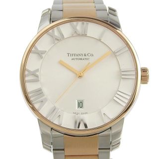 ティファニー(Tiffany & Co.)の【TIFFANY&Co.】ティファニー アトラスドーム Z1810.68.13A21A.00A ステンレススチール×金メッキ ゴールド 自動巻き アナログ表示 メンズ 白文字盤 腕時計(腕時計(アナログ))