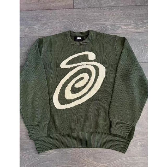 格安新品 最後に値下げ!Stussy Curly S Sweater Green 新作大特価