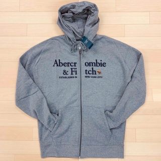 大人気★Abercrombieメンズ胸アイコン袖BIGロゴアップリケ刺繍パーカー