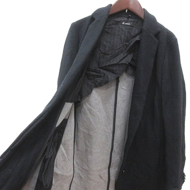 JOHNBULL(ジョンブル)のジョンブル JOHNBULL チェスターコート 背抜き ウール M 黒 ブラック レディースのジャケット/アウター(その他)の商品写真