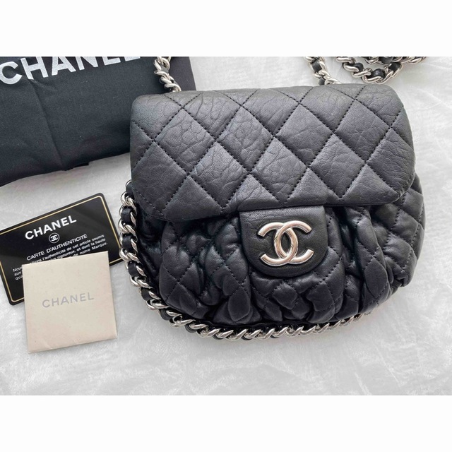 完売】 CHANEL ブラック ラウンド チェーン ショルダーバッグ 正規品 ...