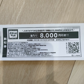 スタジオマリオ 8000円 割引き券 クーポン(その他)