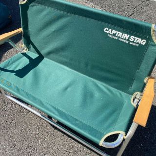 キャプテンスタッグ(CAPTAIN STAG)のキャプテンスタッグ キャンプ用品 ベンチ CS アルミ背付 グリーン(テーブル/チェア)