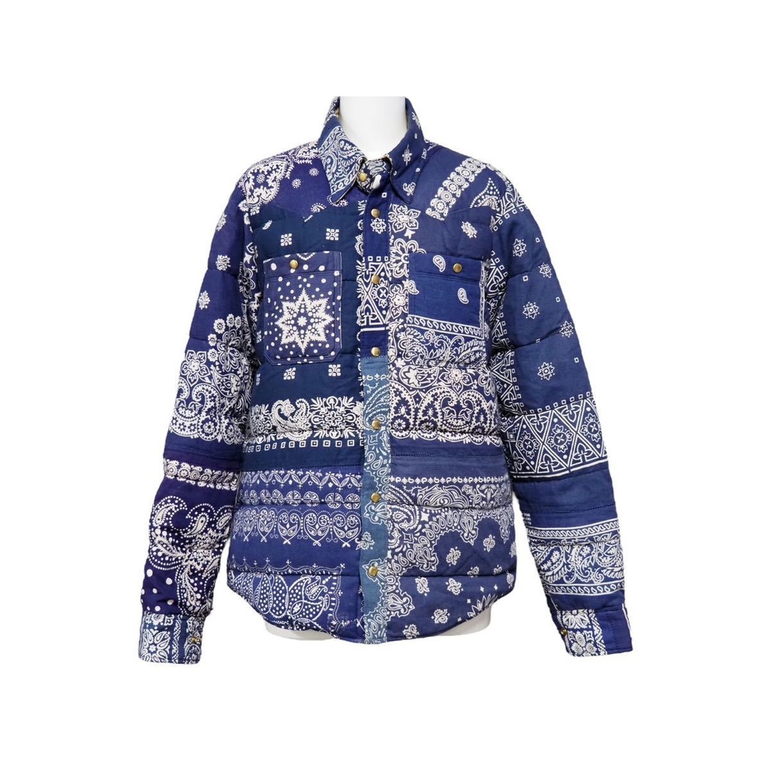 VISVIM ビズビム KERCHIEF DOWN JKT 限定ICT ヴィンテージバンダナパッチワークダウンジャケット ブルー サイズS 美品  44140