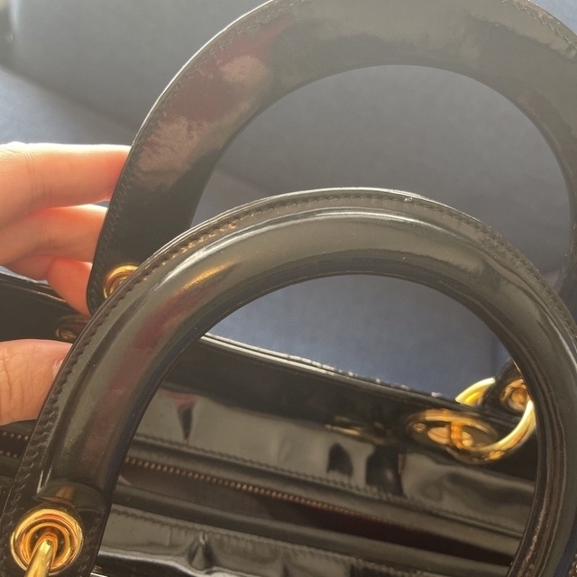【LADY DiOR】ラージ パテントレザーブラック ChristianDior 【LADY DiOR】ラージ パテントレザーブラック ChristianDior