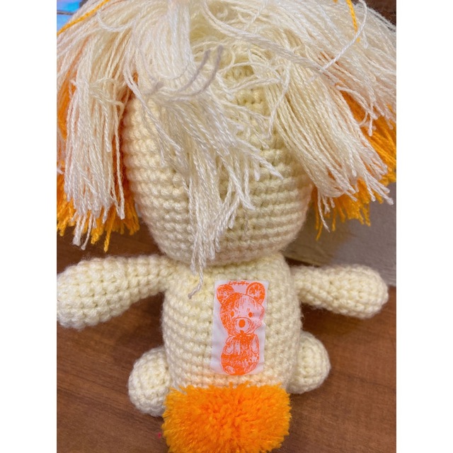 AHCAHCUM.muchacha(アチャチュムムチャチャ)のムチャチャ　編み物　あみぐるみ　犬　わんこ　レア　オレンジ　used美品 ハンドメイドのぬいぐるみ/人形(あみぐるみ)の商品写真