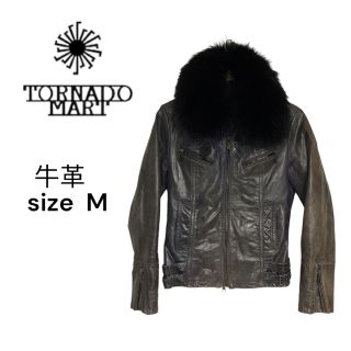 TORNADO MART - TORNADO MART牛革 ファー付きライダースジャケットの