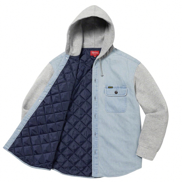 ジャケット/アウターL Fleece Hooded Denim Shirt