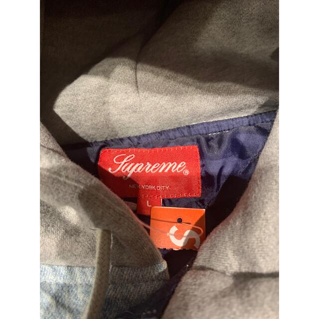 Supreme Fleece Hooded Denim Shirt Blue