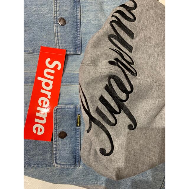 Supreme Fleece Hooded Denim Shirt Blue