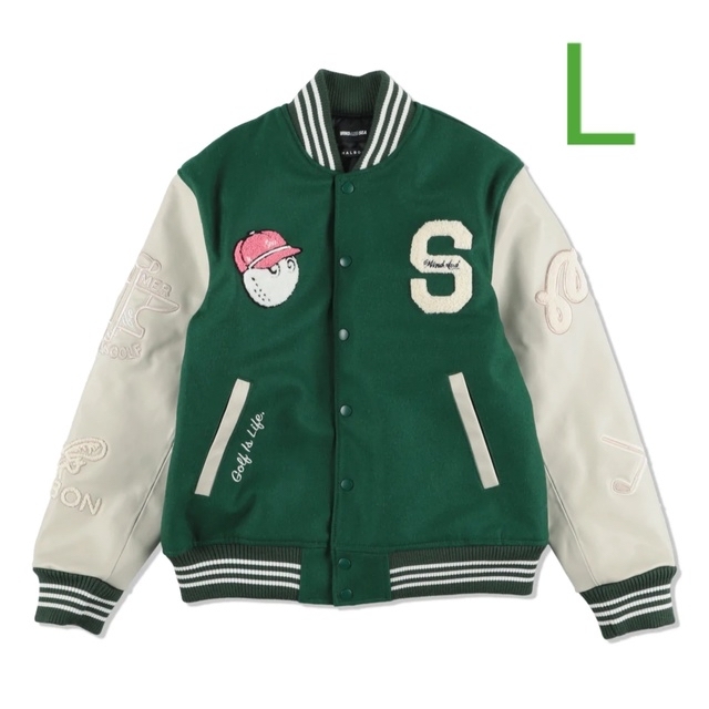 MALBON GOLF X WDS VARSITY JACKET / GREEN