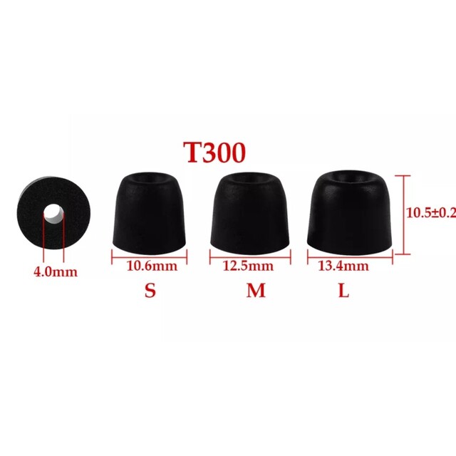 低反発 ウレタン製 イヤーピース 2個入り (T300 4mm Sサイズ) スマホ/家電/カメラのオーディオ機器(ヘッドフォン/イヤフォン)の商品写真