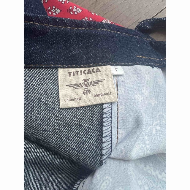 titicaca(チチカカ)のチチカカのデニムワンピース　サロペット　バンダナ柄 レディースのワンピース(ロングワンピース/マキシワンピース)の商品写真