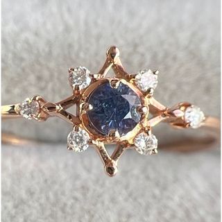 ベニトアイト 0.21ct ダイヤモンド リング K18 PG #11-