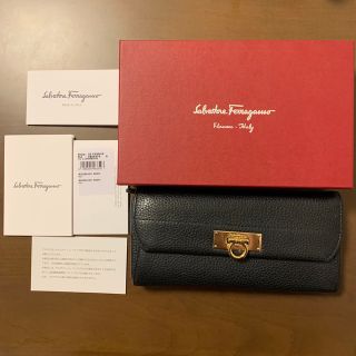 サルヴァトーレフェラガモ(Salvatore Ferragamo)のサルヴァトーレフェラガモ　ガンチーニ長財布　レザー　ブラック　黒(財布)