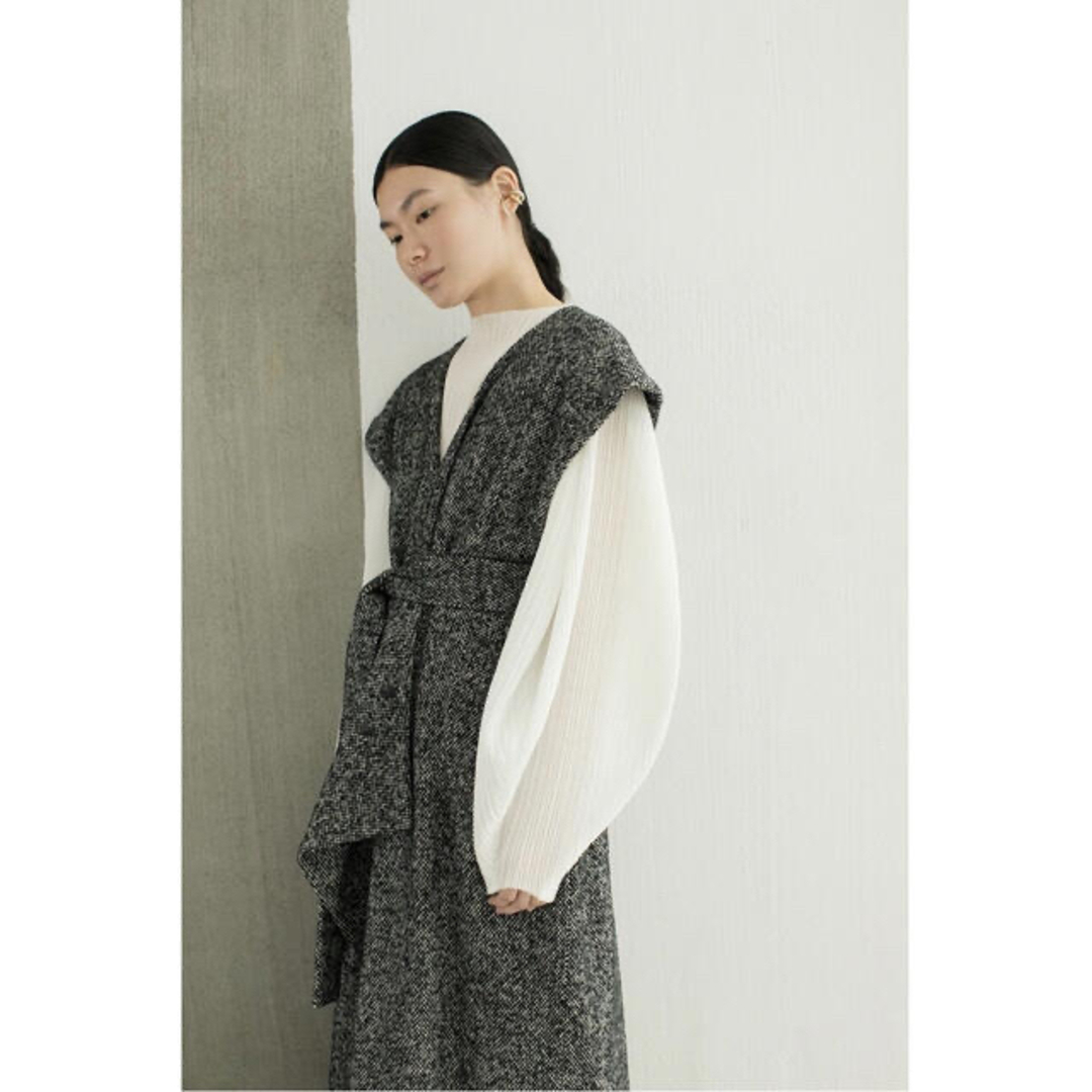 leinwande Asymmetric Tweed Long Giletフライアイディー