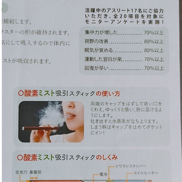 酸素ミスト 吸引スティック 未使用品 電子モバイル 電子タバコ式 エンタメ/ホビーの本(健康/医学)の商品写真