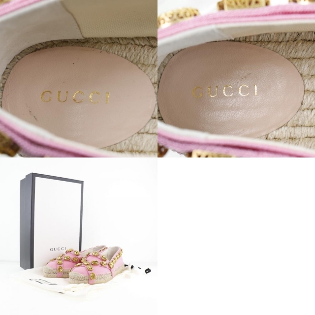 新作入荷人気 【GUCCI】グッチ キャンバス×ラインストーン ピンク ...