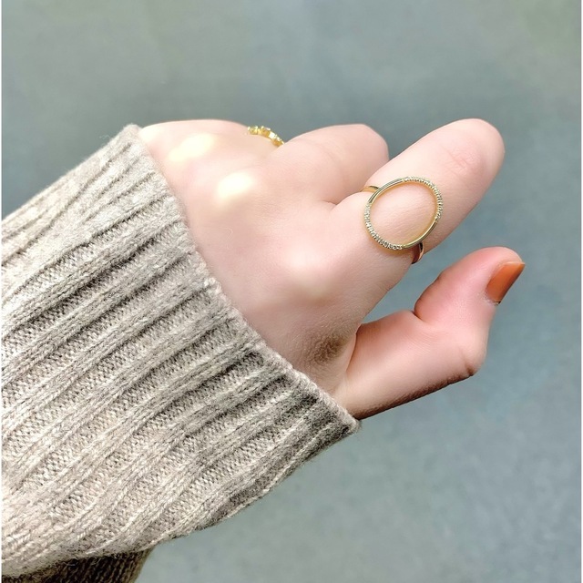 ダイヤモンド　Oリング　k18 個性的 レディースのアクセサリー(リング(指輪))の商品写真