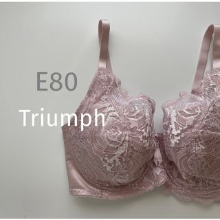 トリンプ(Triumph)のトリンプ  E80 ピンク　フルカップブラ　レースブラ　大きいサイズ　花柄ブラ(ブラ)