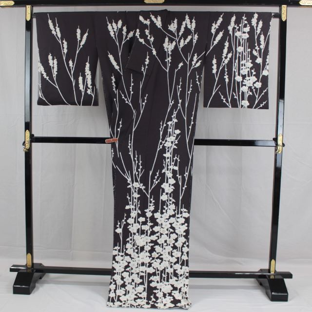 AC7962　誂仕立付訪問着　滝泰　濃茶黒系総絞り レディースの水着/浴衣(着物)の商品写真