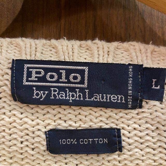 POLO RALPH LAUREN(ポロラルフローレン)の90s ラルフローレンコットンニットトップス ホワイト L メンズのトップス(ニット/セーター)の商品写真