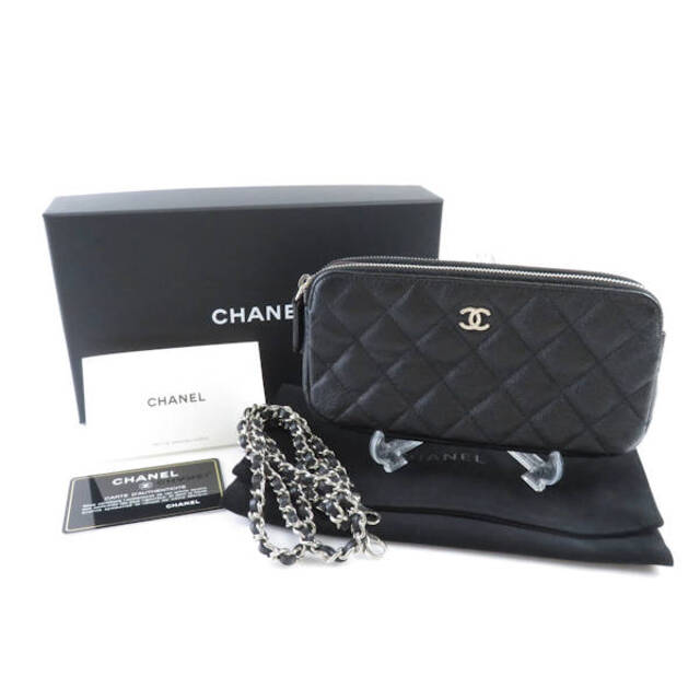 CHANEL(シャネル)のCHANEL シャネル マトラッセ キャビアスキン チェーンウォレット ショルダー シルバー金具 AY2818W メンズのファッション小物(ウォレットチェーン)の商品写真