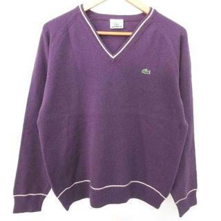 ラコステ(LACOSTE)のラコステ 長袖 ニット Vネック トップス カシミヤ混 ロゴ ワッペン L (ニット/セーター)