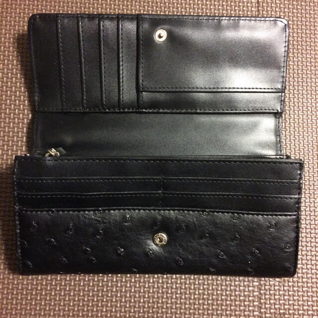 【良品】長財布 黒色 オーストリッチ 生地  レディースのファッション小物(財布)の商品写真