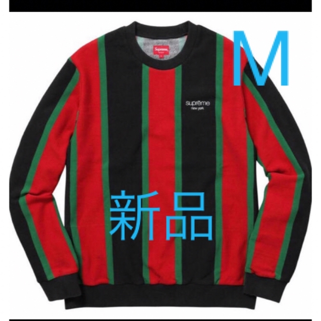 Vertical Striped Pique Crewneck