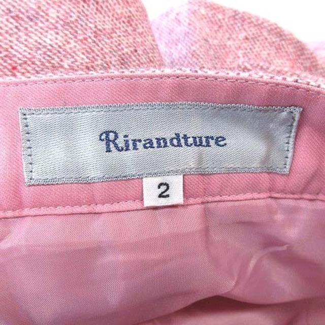 Rirandture(リランドチュール)のリランドチュール フレアスカート ひざ丈 ツイード リボン ウール 2 ピンク レディースのスカート(ひざ丈スカート)の商品写真