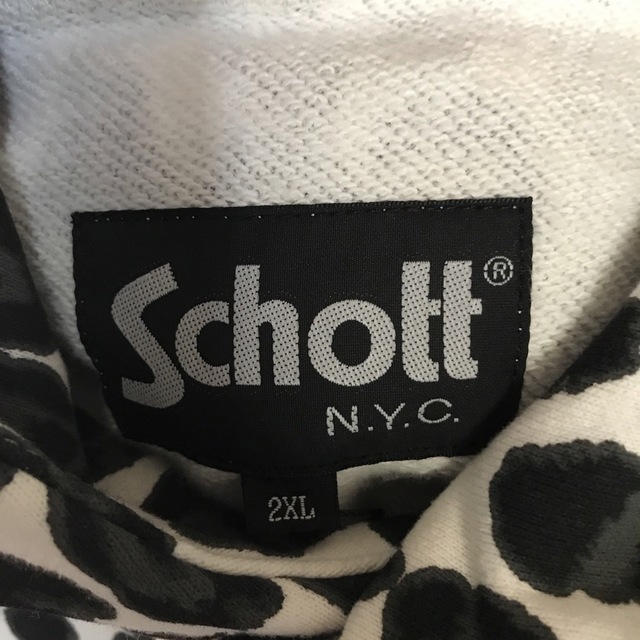 ラスト1点‼️Schott ✨ホワイトレオパード✨プルオーバーパーカー希少XXL