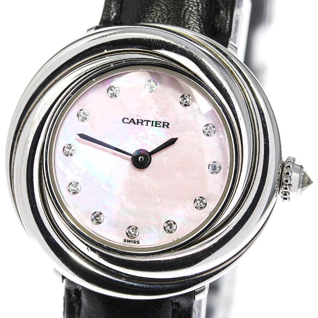 【CARTIER】カルティエ マスト トリニティ K18WG 12Pダイヤモンド WG200846 クォーツ レディース_710579【ev20】